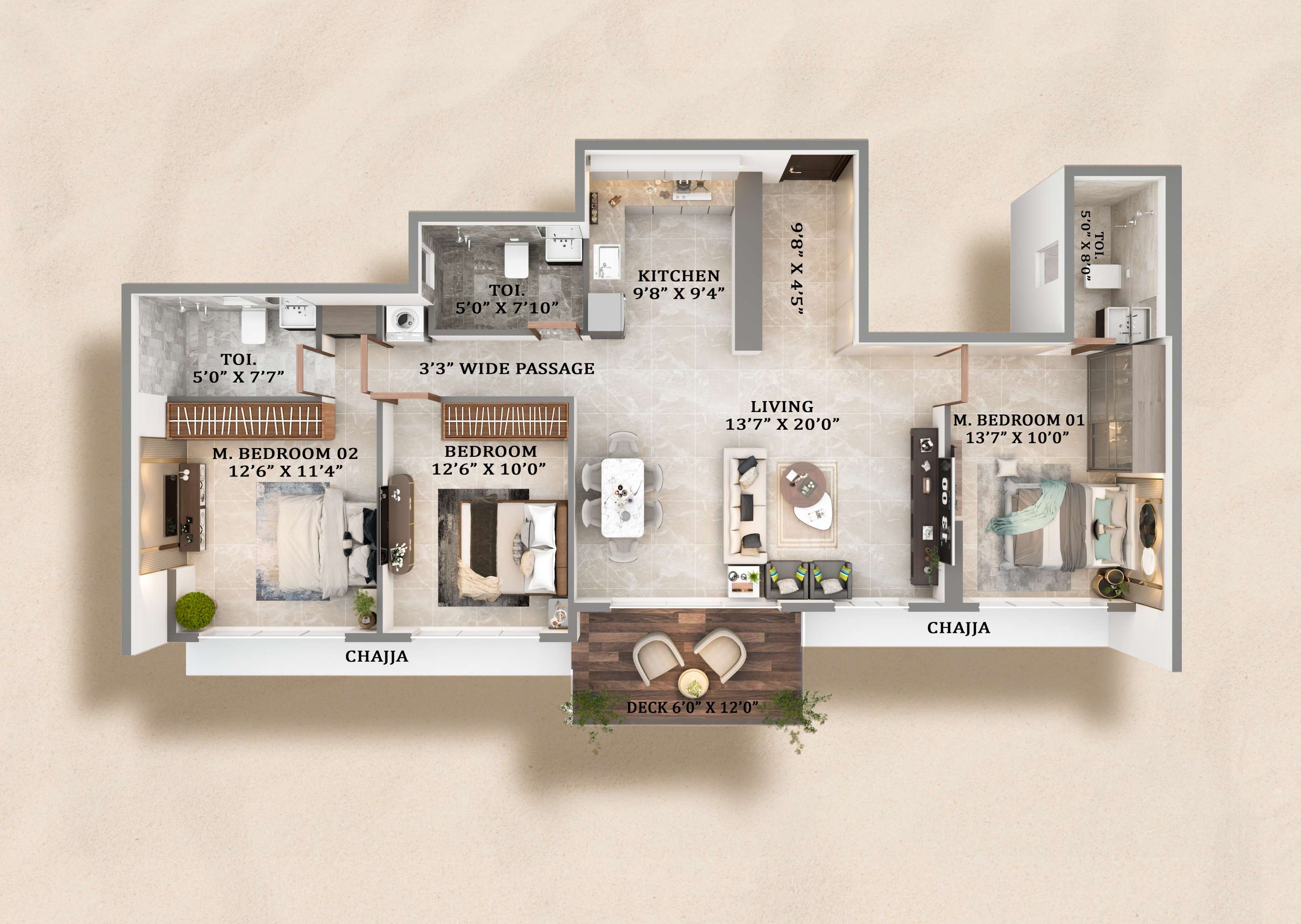 3 BHK Floor Plan